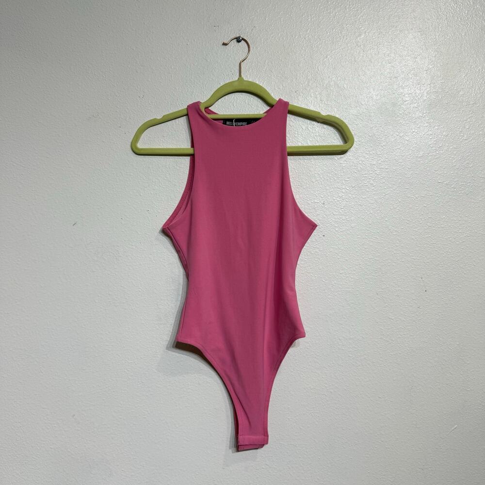 Missy Empire Pink Not So Basic Exclusive Racerback Bodysuit Sz 4 NWT